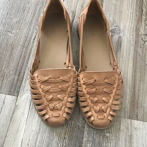 Nisolo Almond Leather Huarache Flats - Women
